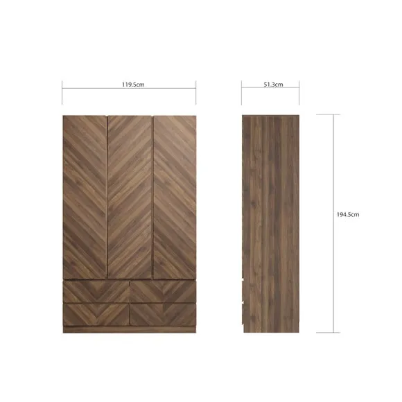 4-Piece Bedroom Set with Storage - Walnut