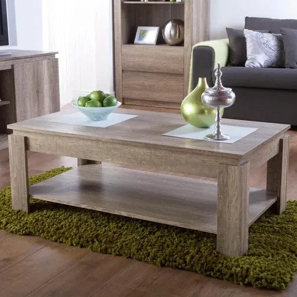Coffee Table with Shelf - Natural, Oak