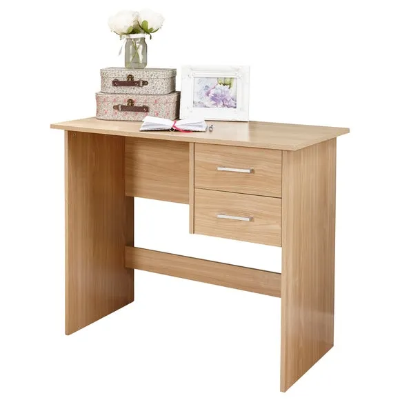Compact Desk with Storage - Light Oak