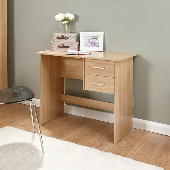 Compact Desk with Storage - Light Oak