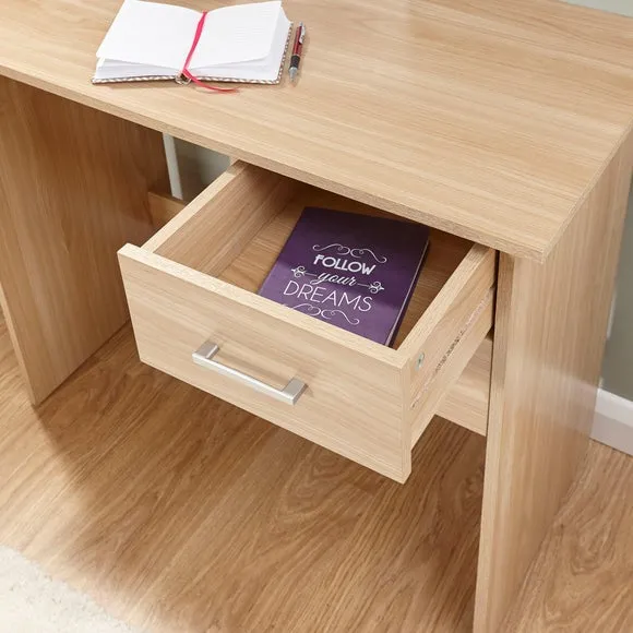 Compact Desk with Storage - Light Oak