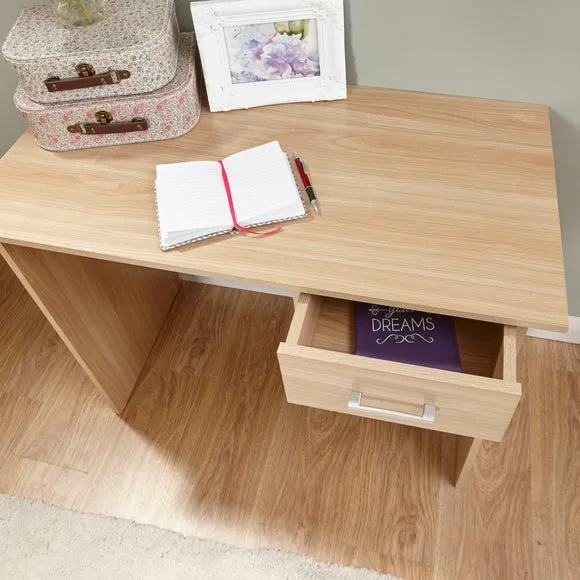 Compact Desk with Storage - Light Oak