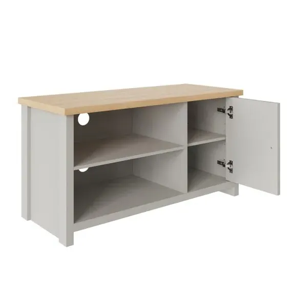 Compact TV Unit with Storage - Grey, Oak