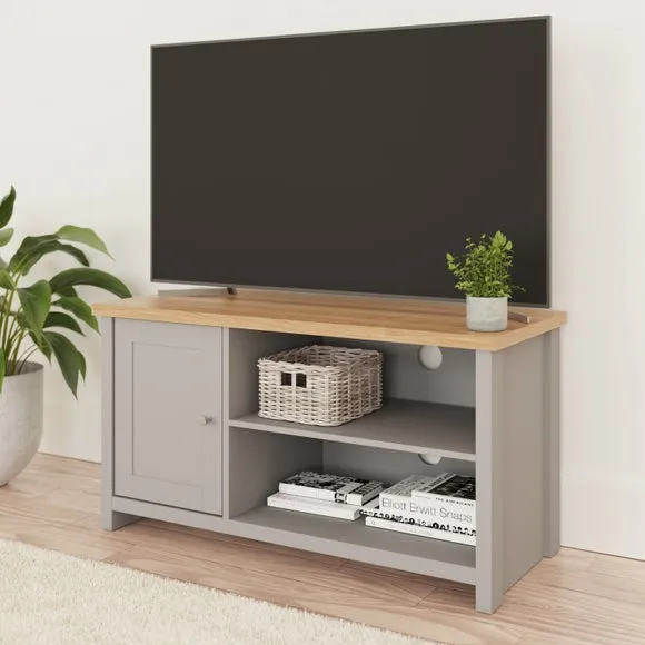 Compact TV Unit with Storage - Grey, Oak image