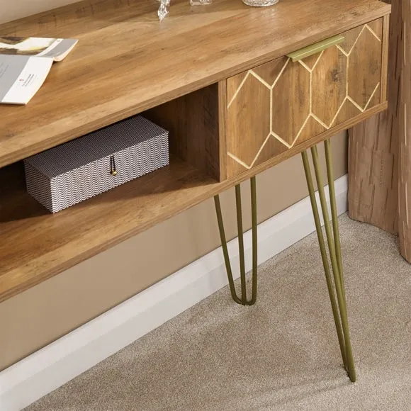 Console Desk with Storage - Brown, Mango Wood