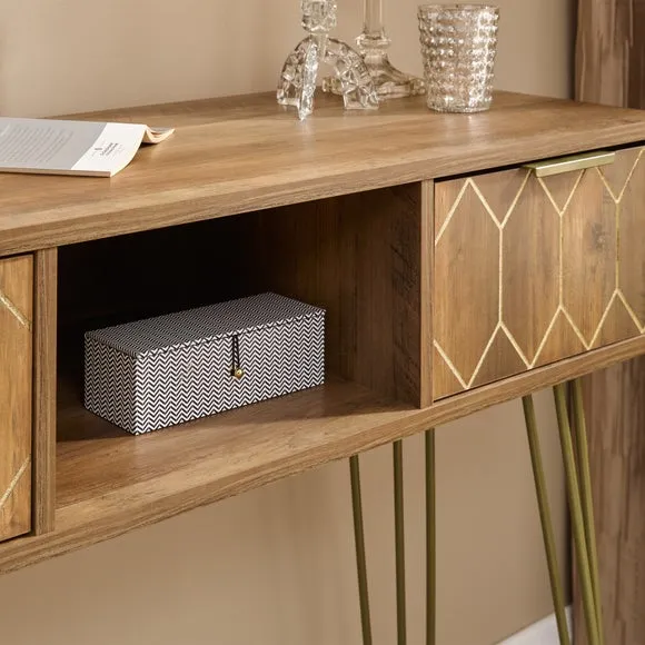 Console Desk with Storage - Brown, Mango Wood