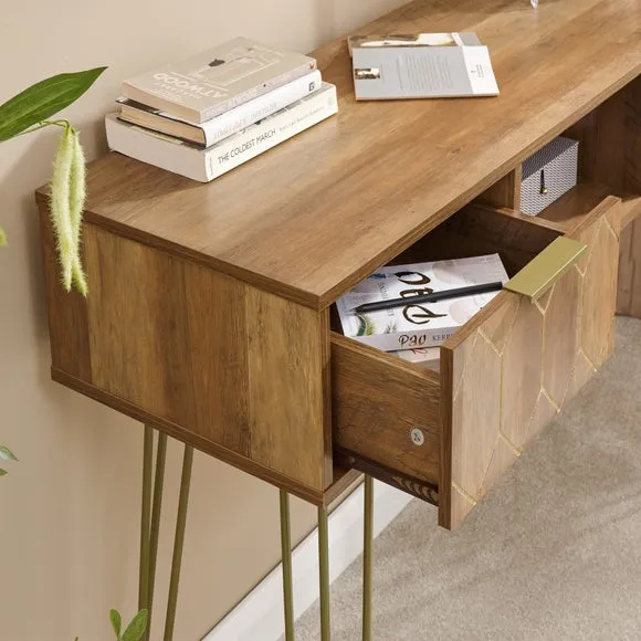Console Desk with Storage - Brown, Mango Wood