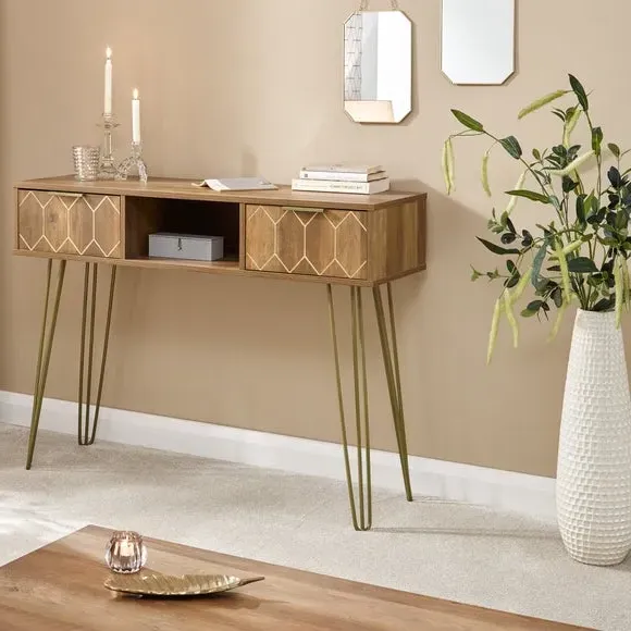 Console Desk with Storage - Brown, Mango Wood image