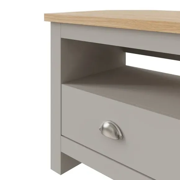Corner TV Stand with Drawers - Grey, Oak Veneer