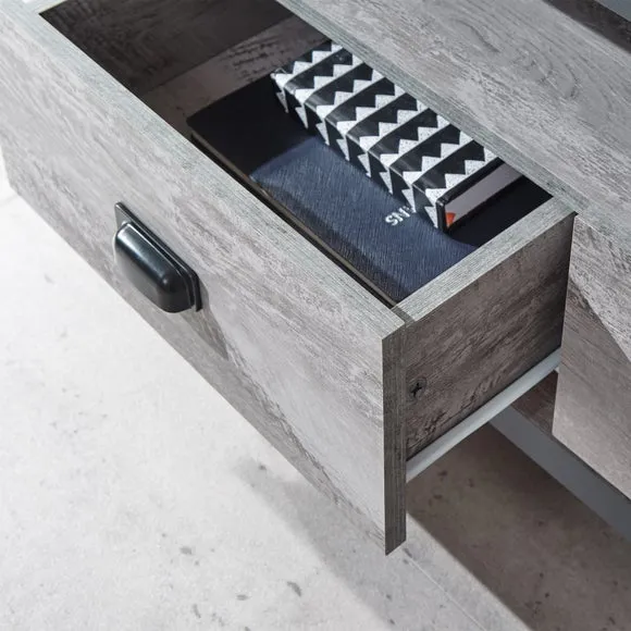 Corner TV Unit with Drawers - Grey, Wood