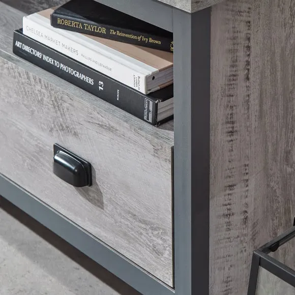Corner TV Unit with Drawers - Grey, Wood