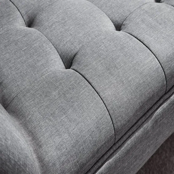 Dining Bench with Cushion - Dark Grey, Fabric