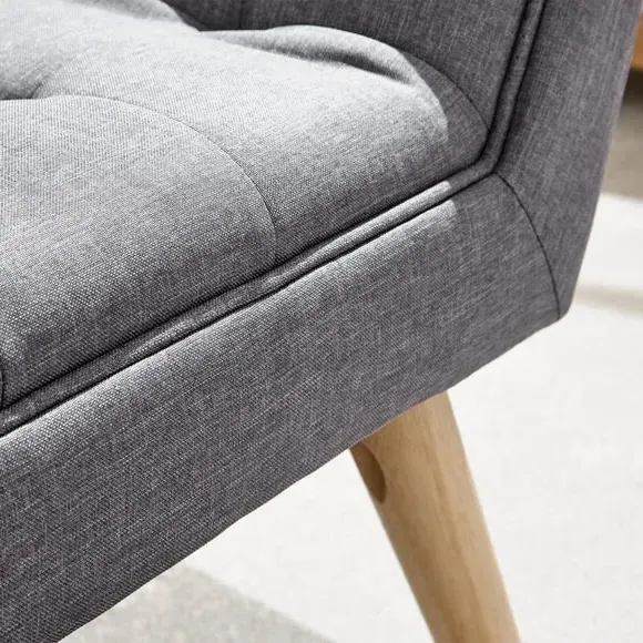 Dining Bench with Cushion - Dark Grey, Fabric