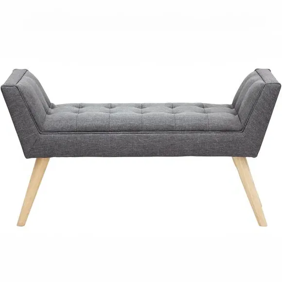 Dining Bench with Cushion - Dark Grey, Fabric