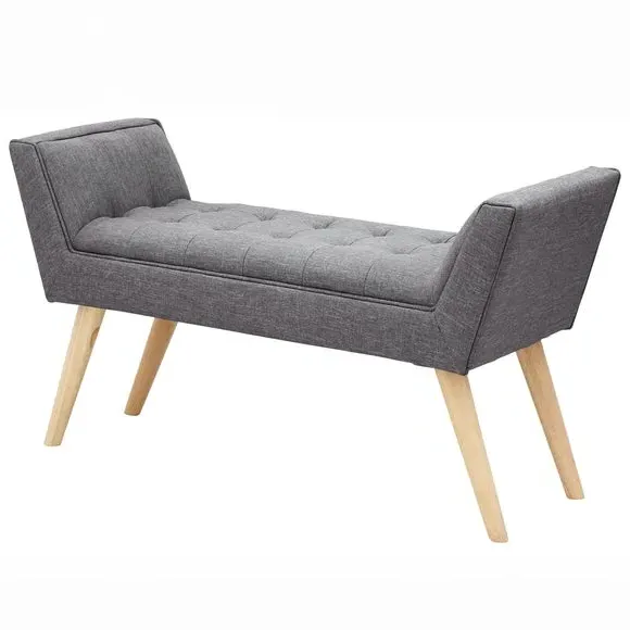Dining Bench with Cushion - Dark Grey, Fabric