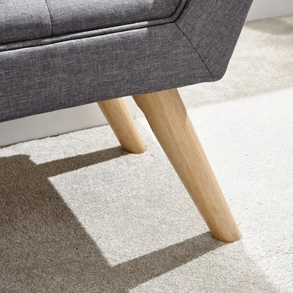 Dining Bench with Cushion - Dark Grey, Fabric