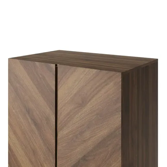 Double Wardrobe with Drawer - Walnut, Wood Effect