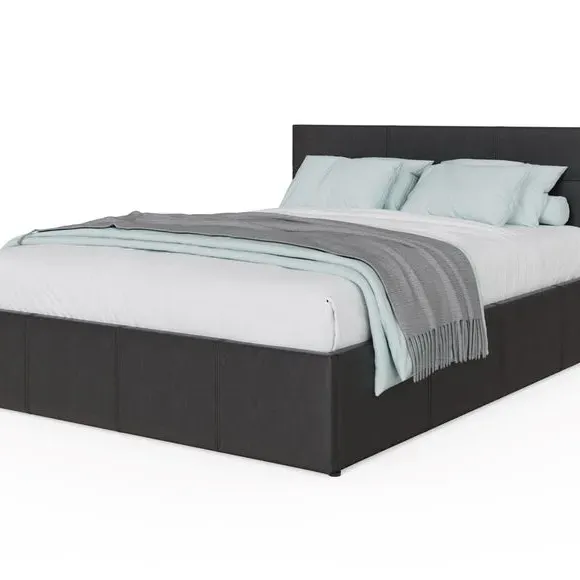 End Lift Ottoman Bed Frame - Black, Faux Leather