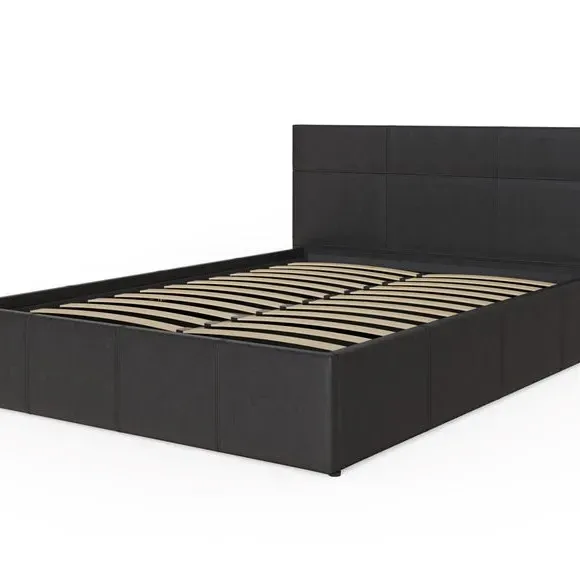 End Lift Ottoman Bed Frame - Black, Faux Leather