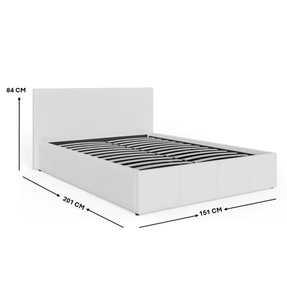 End Lift Ottoman Bed Frame - White, Faux Leather
