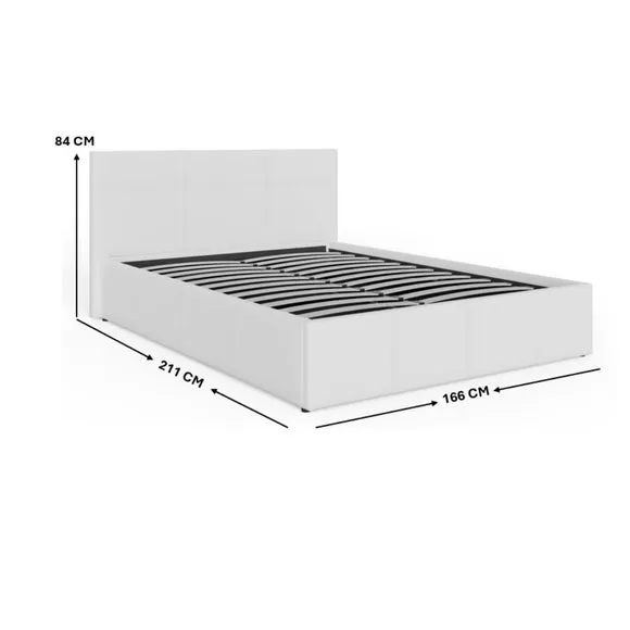 End Lift Ottoman Bed Frame - White, Faux Leather