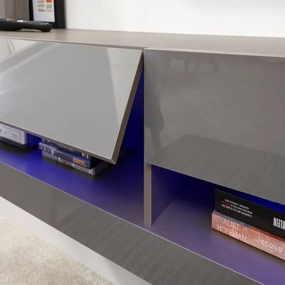Extra Wide Floating TV Unit with LED - Grey