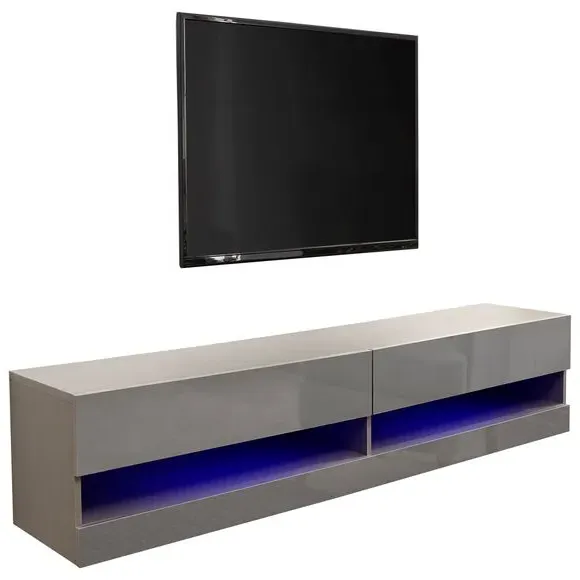 Extra Wide Floating TV Unit with LED - Grey