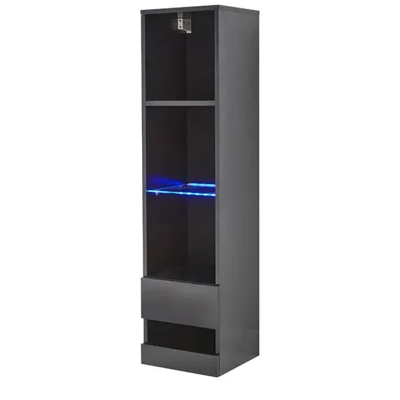 Extra Wide TV Unit with Shelving - Black