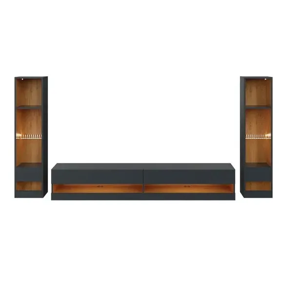 Extra Wide TV Unit with Shelving - Dark Grey
