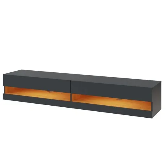 Extra Wide TV Unit with Shelving - Dark Grey