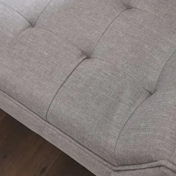 Fabric Bench with Button Tufting - Grey, Fabric