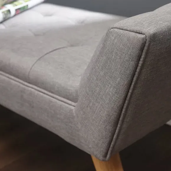 Fabric Bench with Button Tufting - Grey, Fabric