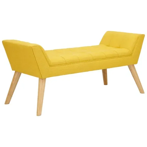 Fabric Bench with Button Tufting - Yellow, Fabric