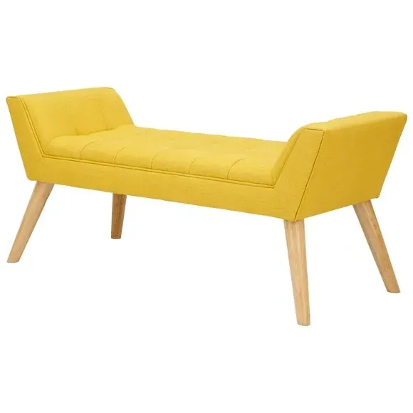 Fabric Bench with Button Tufting - Yellow, Fabric