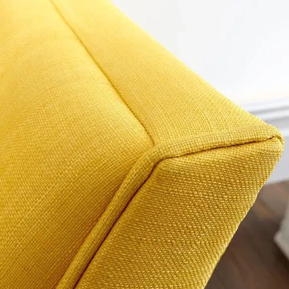 Fabric Bench with Button Tufting - Yellow, Fabric