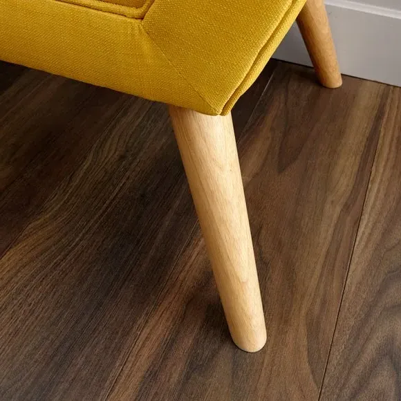 Fabric Bench with Button Tufting - Yellow, Fabric