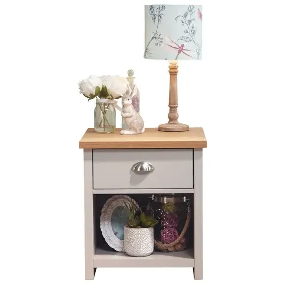 Lamp Table with Drawer - Grey, Painted Wood