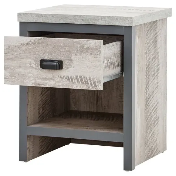 Lamp Table with Drawer - Grey, Wood Effect