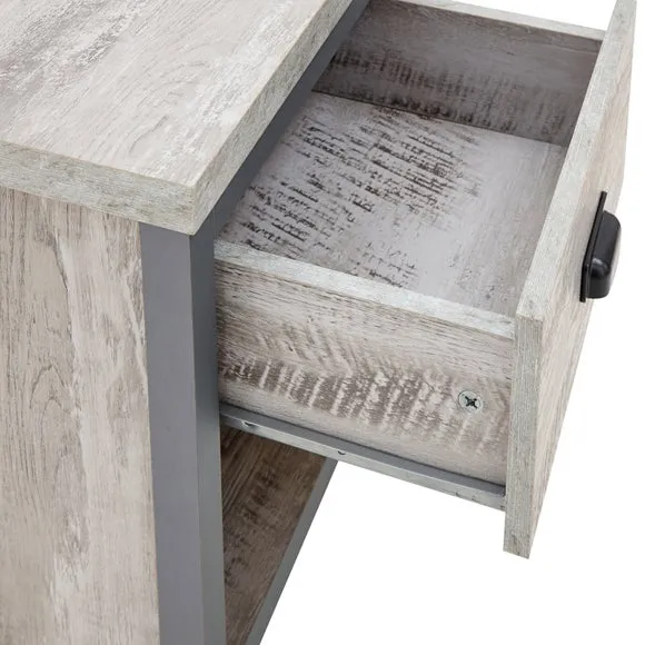 Lamp Table with Drawer - Grey, Wood Effect