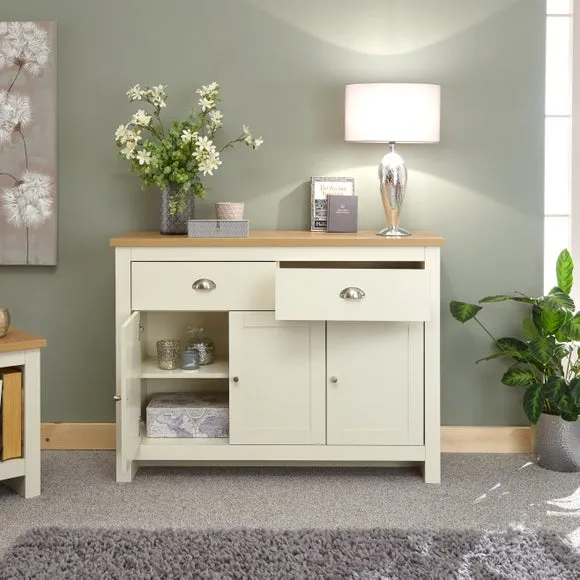 Large Sideboard with Storage - Cream, Oak Veneer