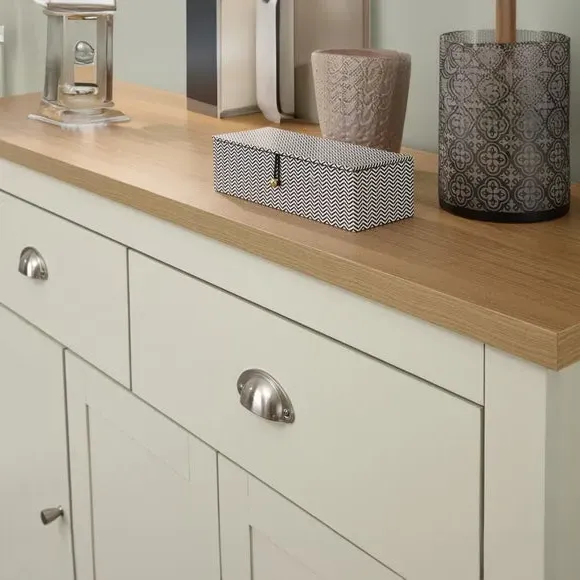Large Sideboard with Storage - Cream, Oak Veneer