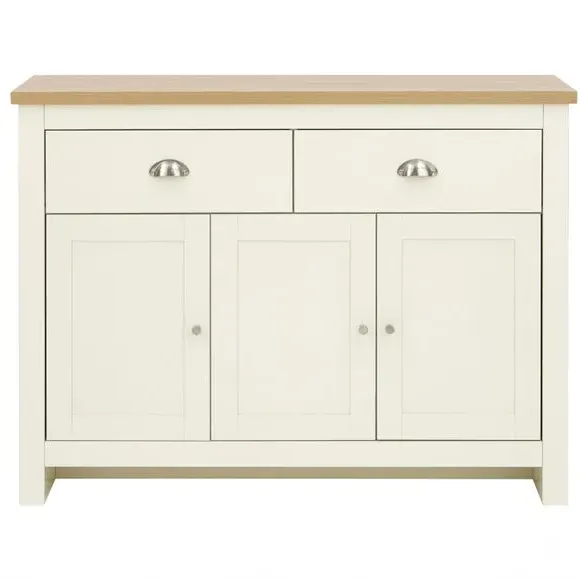 Large Sideboard with Storage - Cream, Oak Veneer