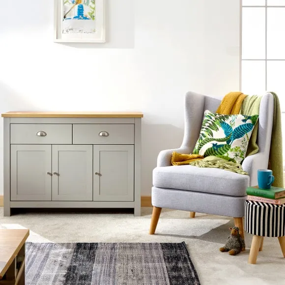 Large Sideboard with Storage - Grey, Oak Veneer