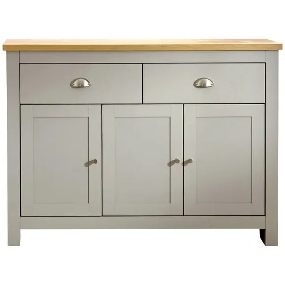 Large Sideboard with Storage - Grey, Oak Veneer