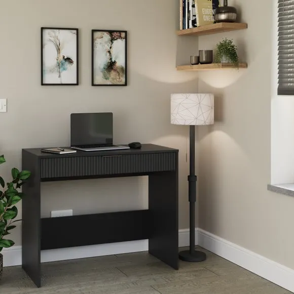 Modern Desk with Drawer - Black