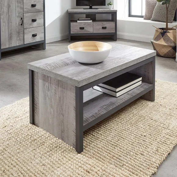 Open Shelf Coffee Table - Grey, Wood