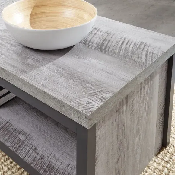 Open Shelf Coffee Table - Grey, Wood
