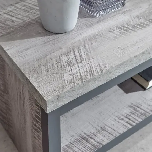 Open Shelf Coffee Table - Grey, Wood