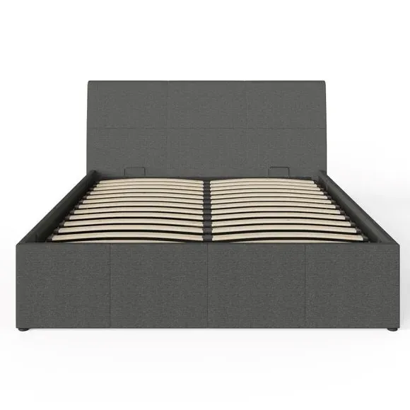 Ottoman Bed Frame with Storage - Grey, Fabric