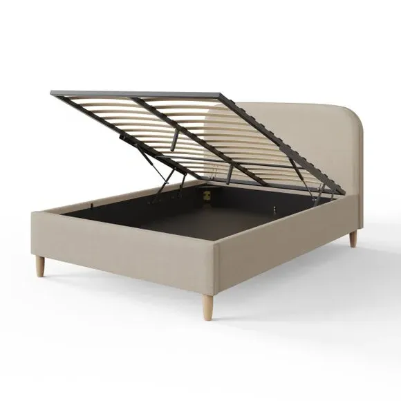 Ottoman Bed Frame with Storage - Stone, Boucle